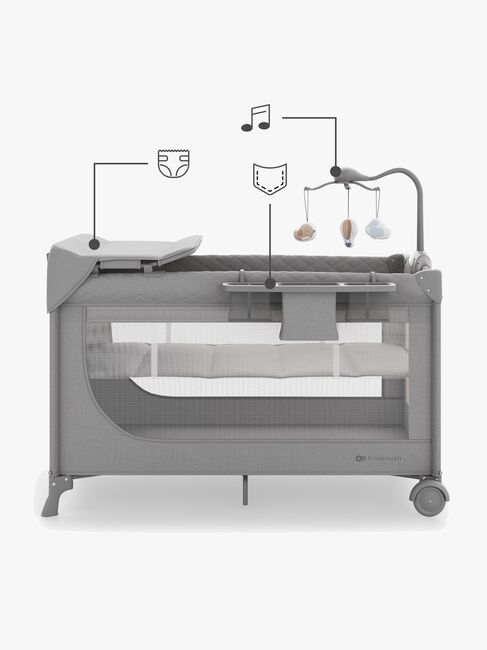 Kinderkraft LEODY UP Reiseseng med Tilbehør, Grey