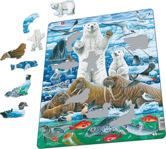 Larsen Isbjørner Og Hvalrosser På Den Arktiske Isen Rammepuslespill 46 Brikker