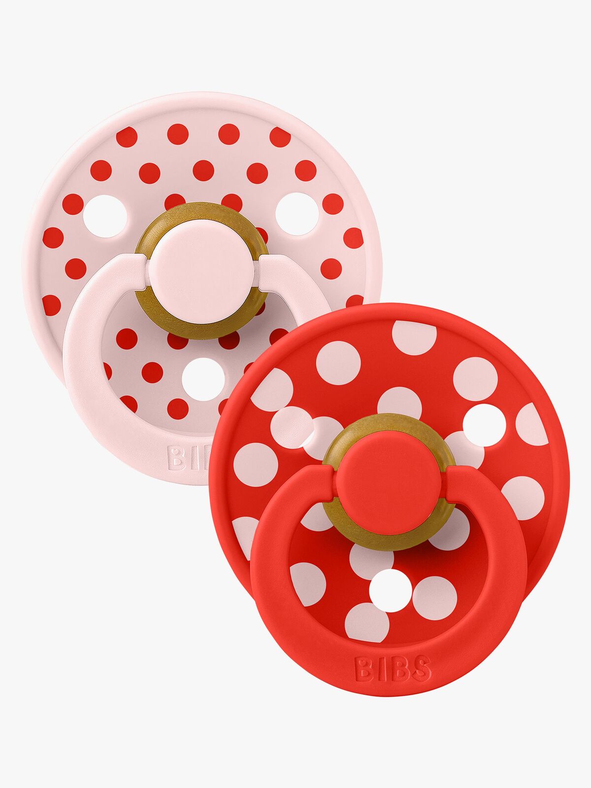 BIBS Studio Colour Polka Smokk 2-Pakk Latex Str 2, Blossom/Candy Apple