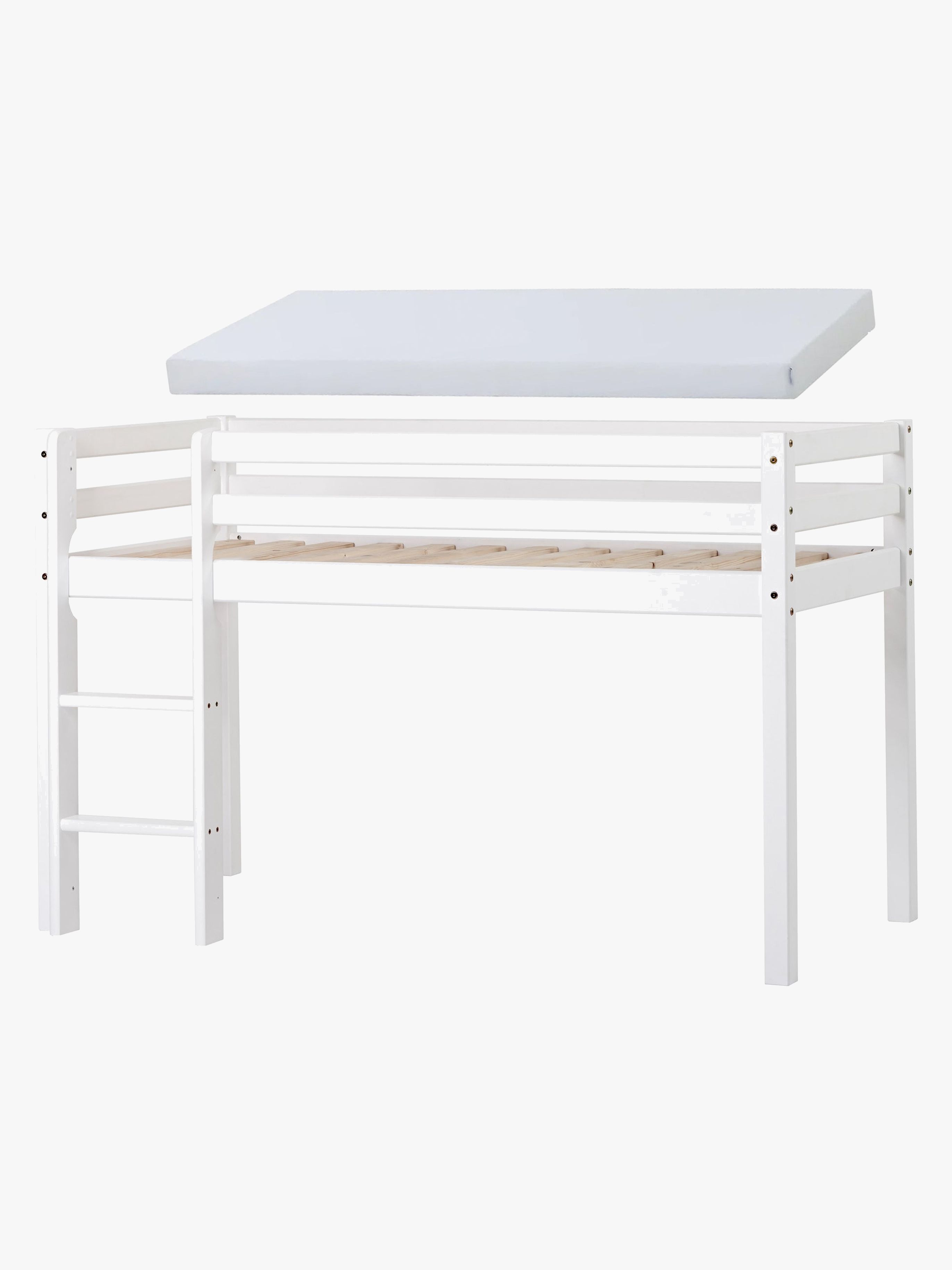 Hoppekids ECO Dream Halvhøy Loftseng Med Skummadrass 70x160, Hvit - Juniorsenger