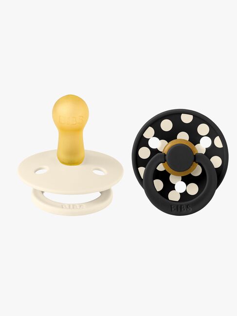 BIBS Studio Colour Polka Smokk 2-Pakk Latex Str 2, Ivory/Black