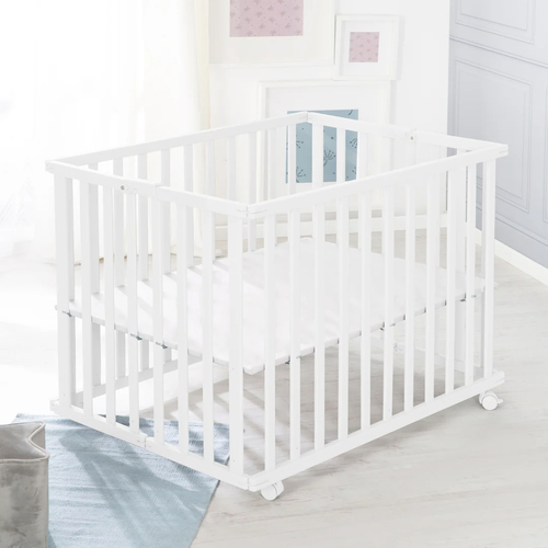 Roba Sammenleggbar Lekegrind med Hjul, White