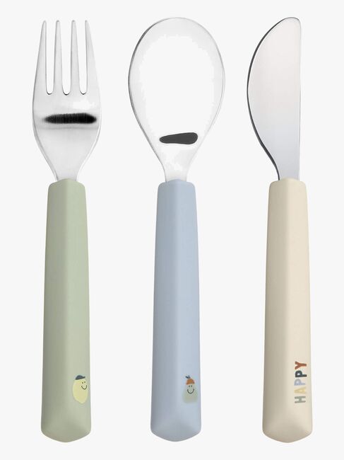 Lässig Bestikk med Silikonhåndtak 3-pakk, Happy Fruit Lemon