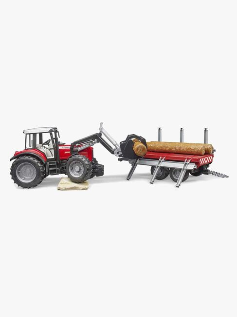 Bruder Massey Ferguson 7480 Traktor Med frontlaster Og Tømmertrailer