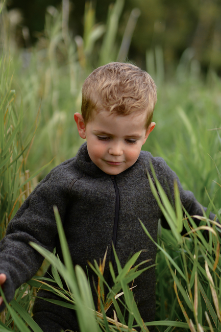 Mikk-Line Fleecejakke Merinoull, Dark Brown Melange