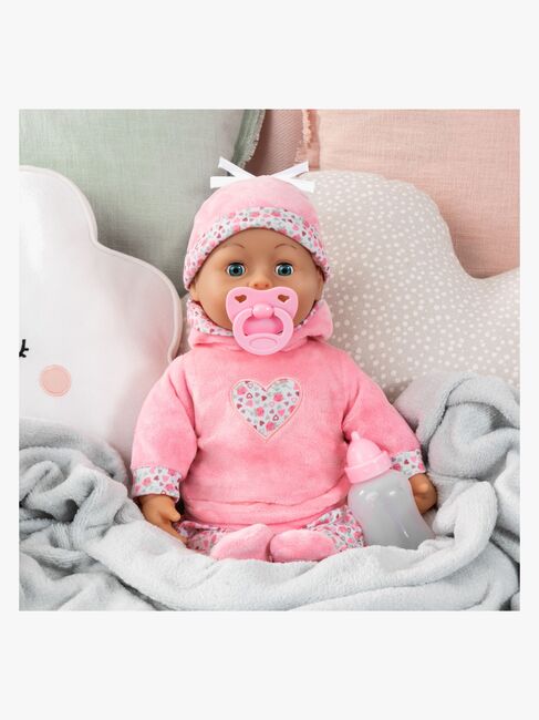 Bayer Design First Words  Interaktiv Dukke 38cm, Rosa Blomster