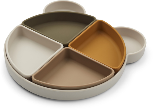 LIEWOOD Arne Mr Bear Delt Tallerken Silikon, Sandy Multi