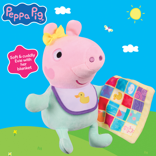 Peppa Gris Evie Kosedyr med Teppe 20 cm