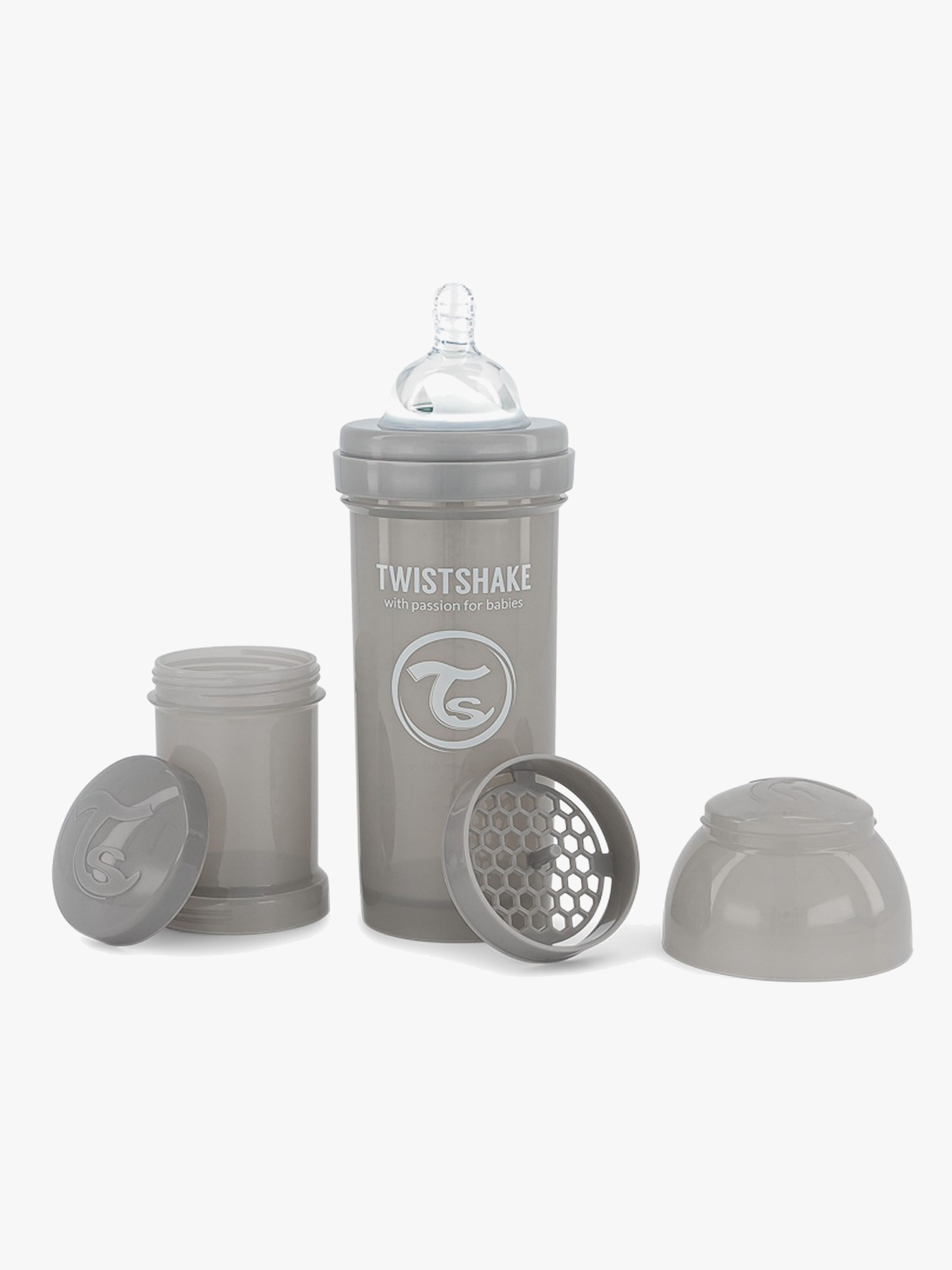 Twistshake Tåteflaske Anti-Kolikk 260 ml, Grå - Tåteflasker & Tilbehør - Plast