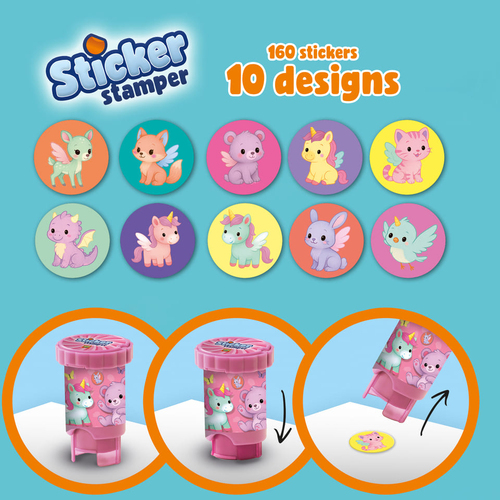 SES Creative Stempel med Klistremerker Fantasidyr