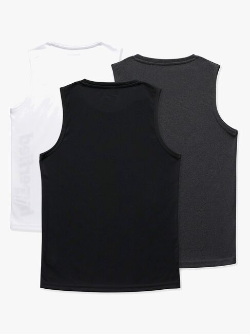 Hyperfied Bounce Tank Top 3-pack, Black/Grey Melange/White