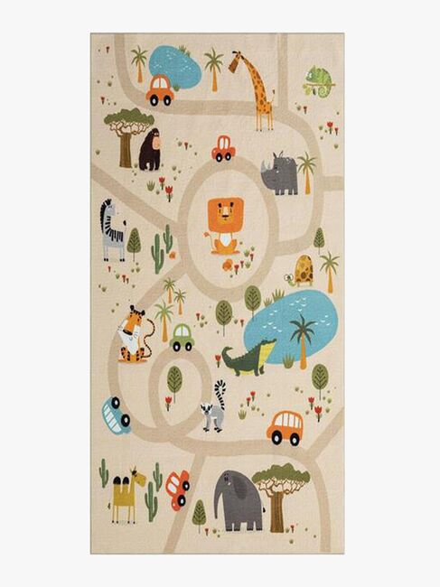 KMCarpets Play Animals Gulvteppe 80x150, Lin