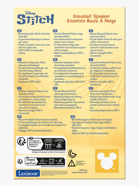 Disney Stitch Snøkule Bluetooth-høyttaler