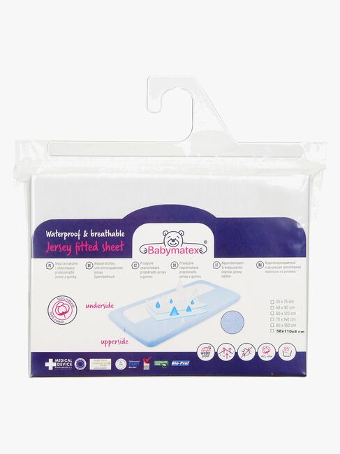 BabyMatex Hygienic Jersey Vanntett Stretchlaken til Barneseng 40 x 90 cm, Hvit