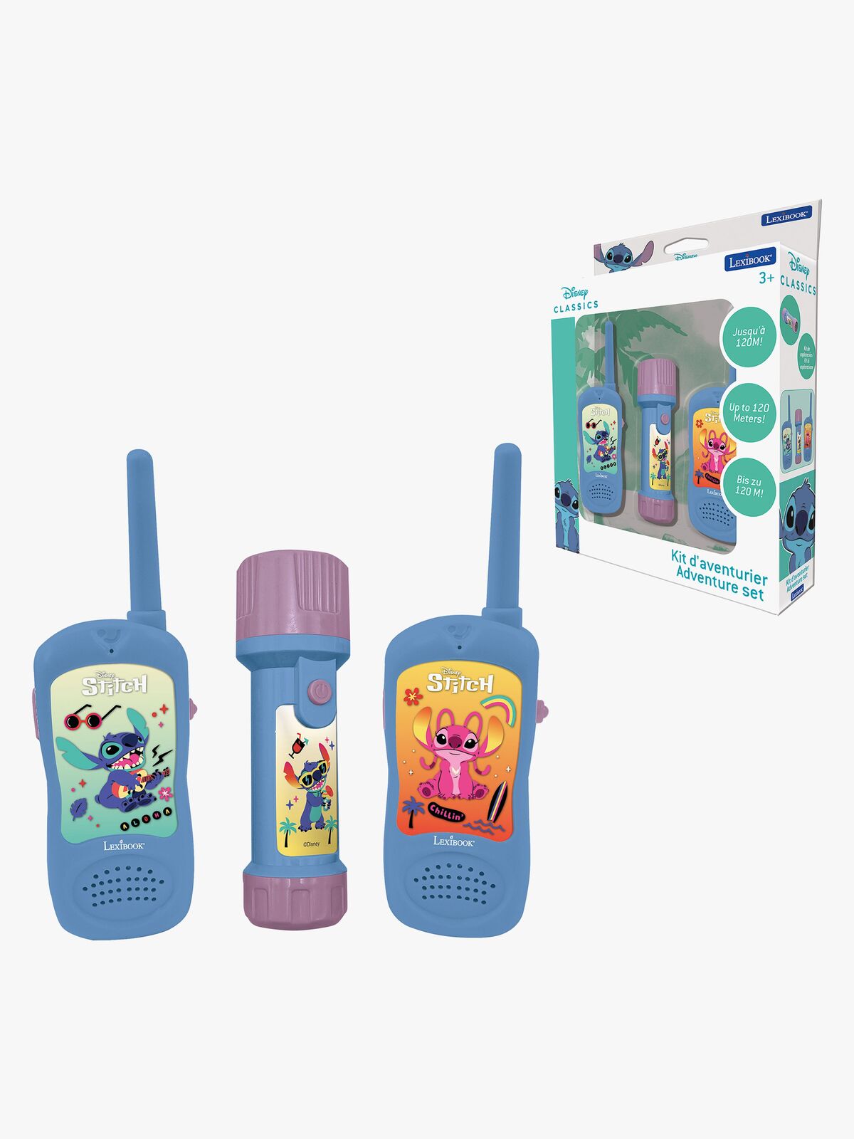 Disney Stitch Walkietalkier & Lommelykt 120 m