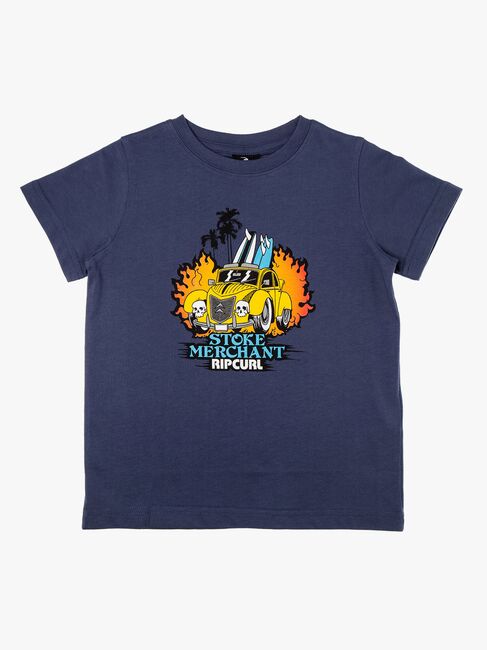 Rip Curl Arty SS Tee Groms T-shirt, Blue Indigo