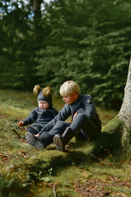 Mikk-Line Fleecebukser Baby Merinoull, Anthracite Melange