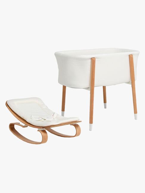 Beemoo Nordic Sprinkelseng & Vippestol, White/Wood