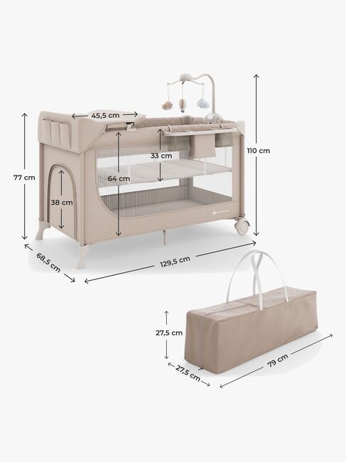Kinderkraft LEODY UP Reiseseng med Tilbehør, Beige