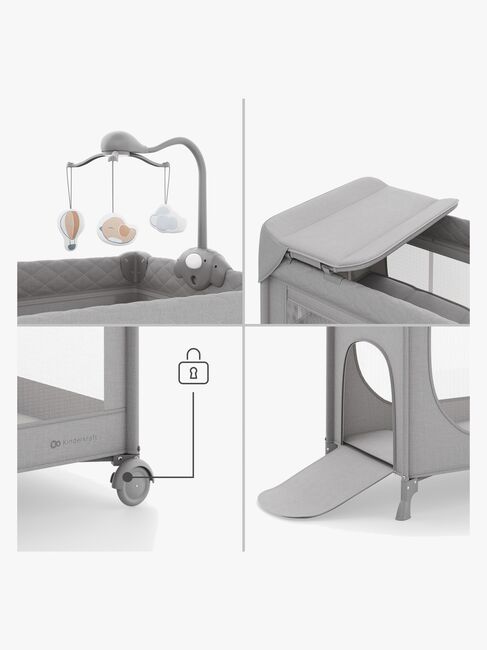 Kinderkraft LEODY UP Reiseseng med Tilbehør, Grey