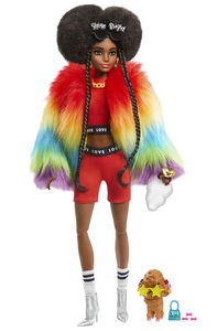 Barbie Extra Doll Rainbow Coat Dukke