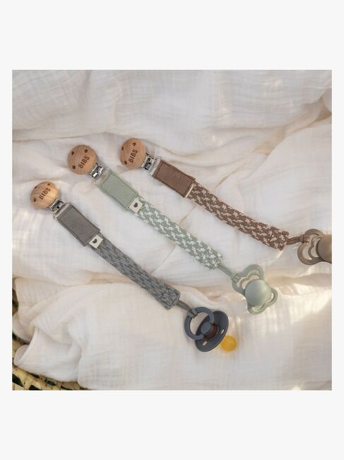 BIBS Smokkholder Pacifier Braid, Cloud/Iron