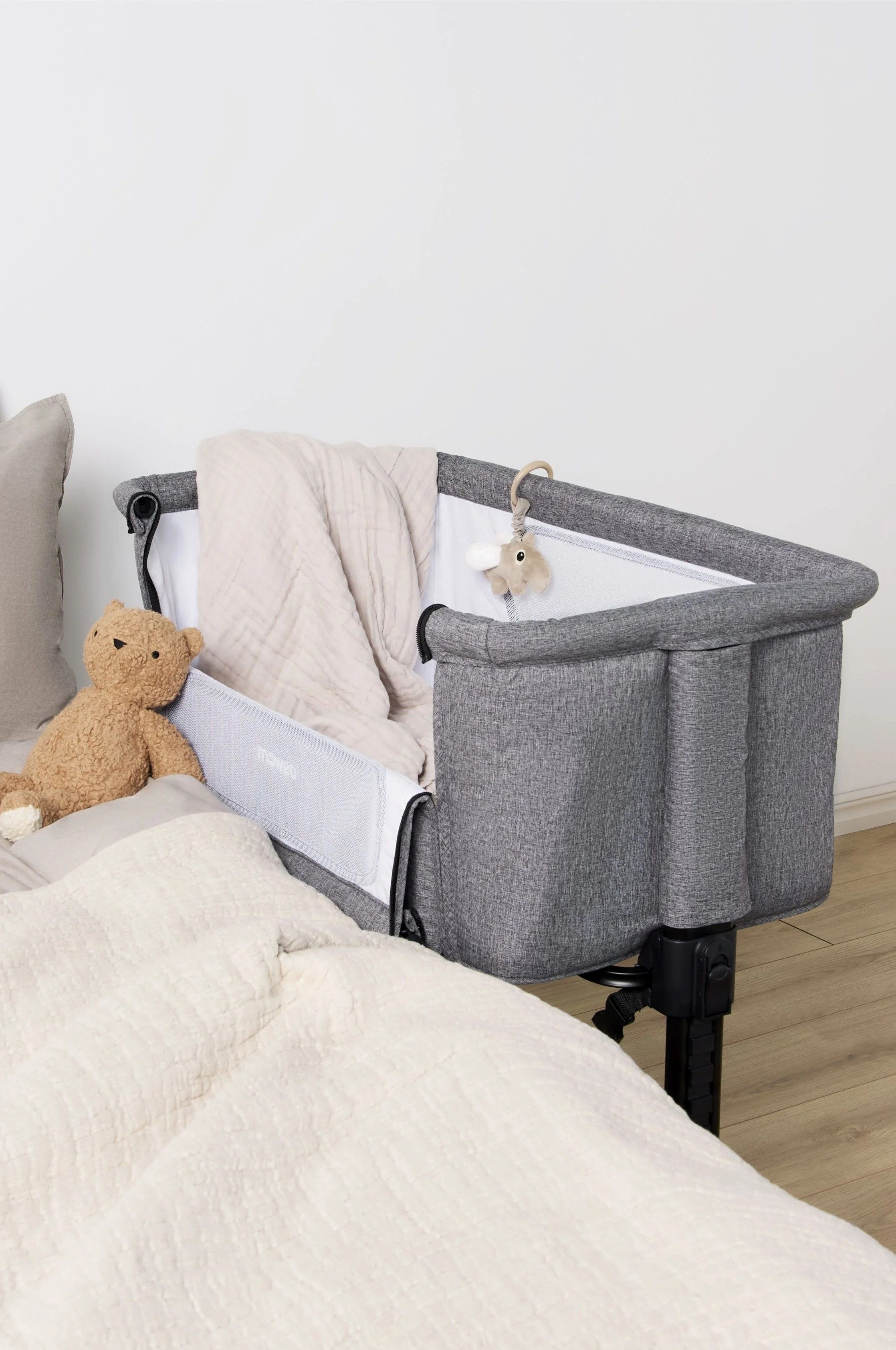 Moweo RIVER Mini Bedside Crib, Mørkegrå - Bedside Crib
