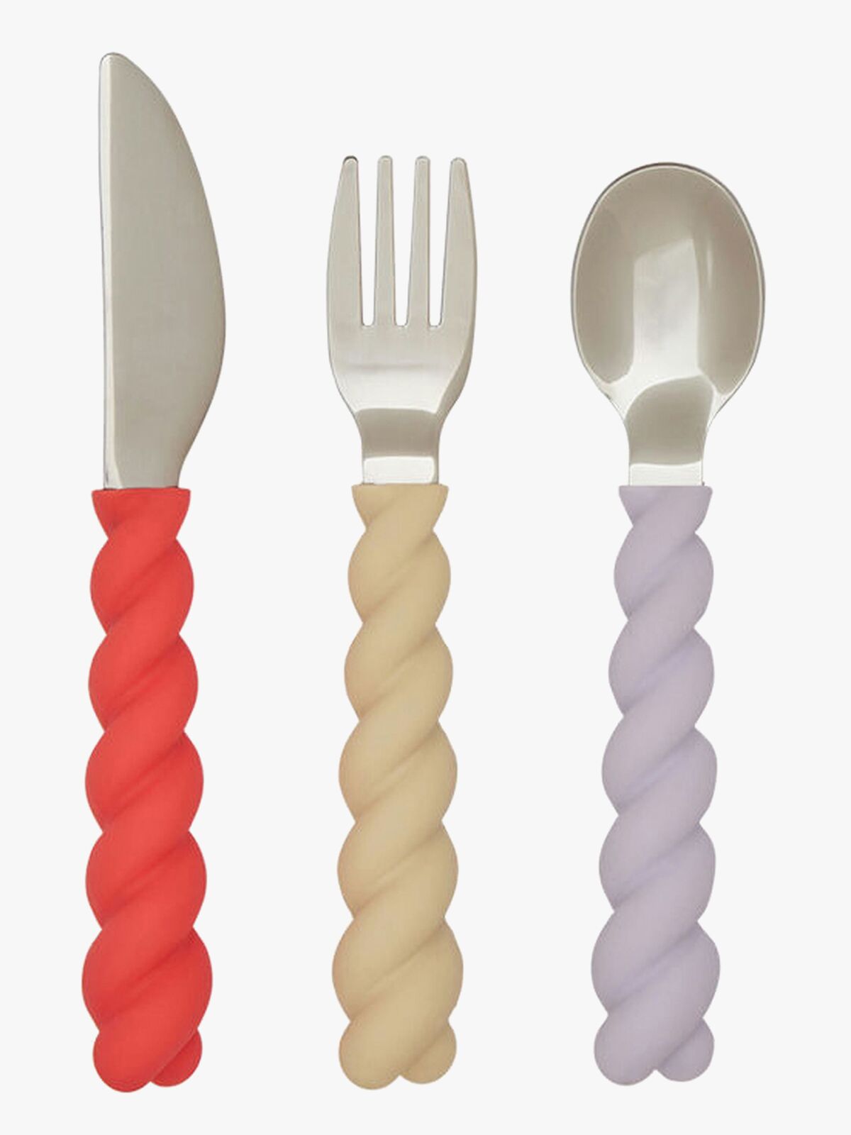 OYOY Mellow Bestikk 3-pakk, Lavender/Vanilla/Cherry Red