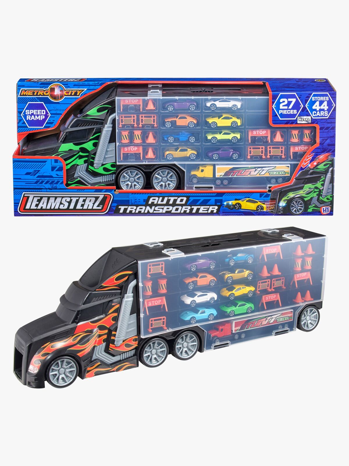 Teamsterz Metro City Lekesett Auto Transporter med 8 Biler