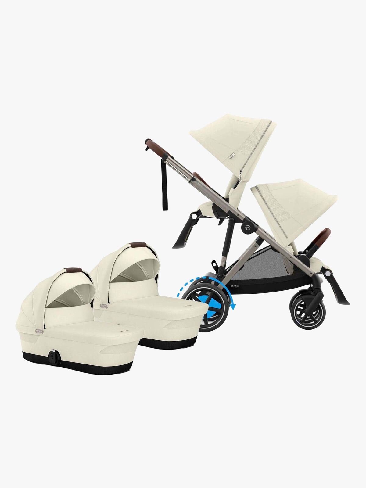 Cybex e-Gazelle S Tvillingvogn, Seashelle Beige/Taupe