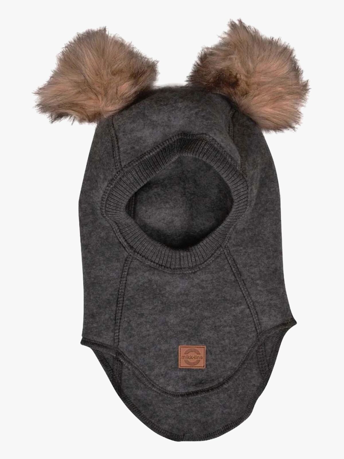 Mikk-Line Balaklava Merinoull med Dusker, Anthracite Melange