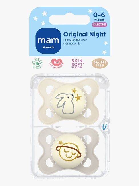 MAM Orginal Night Smokker Silikon 2-Pakk 0-6m, Nøytral