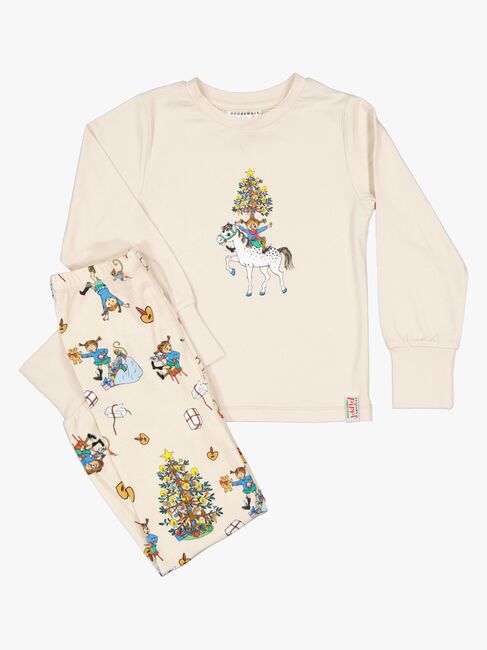 Geggamoja  Todelt Julepysjamas Pippi Langstrømpe, Beige