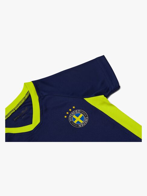 Hyperfied V-Neck Neo Logo T-Shirt, Medieval Blue