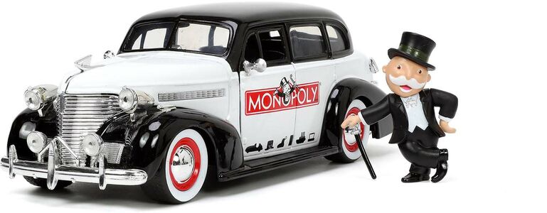 Jada Toys Bil med Figur Mr. Monopoly & 1939 Chevy Master Deluxe 1:24
