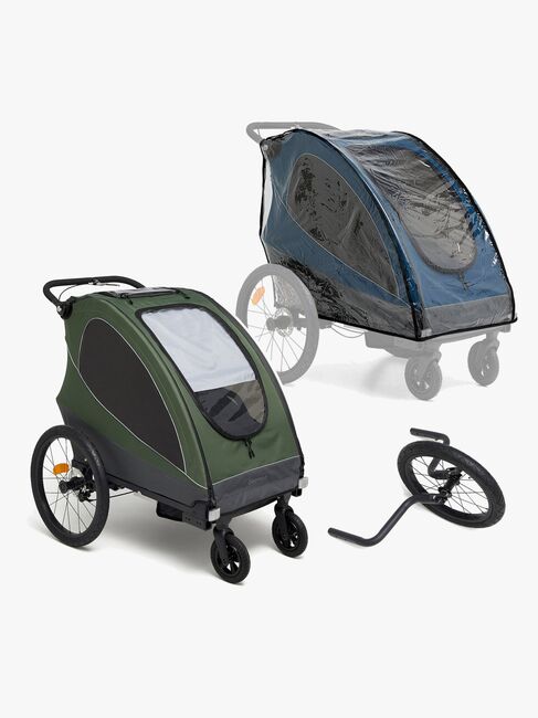 Beemoo Sporty Trail Sykkelvogn inkl. Regntrekk & Løpesett, Green