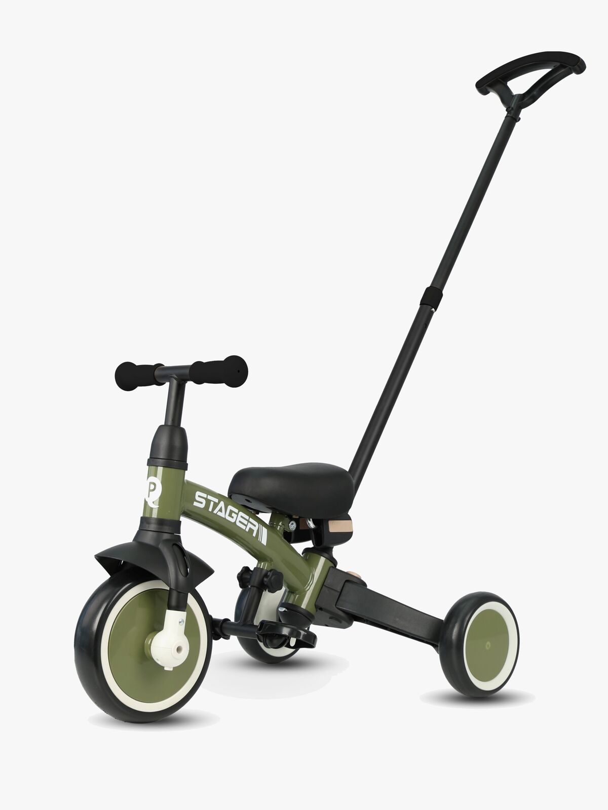 QPlay Stager 3-in-1 Transformerbar Trehjulssykkel, Grønn