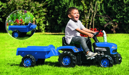 DOLU Pedaltraktor med Tilhenger, Blå