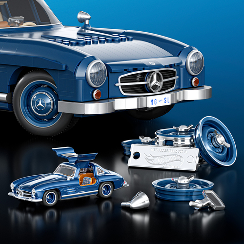Mattel Brick Shop Hot Wheels Premium Series Byggesett Mercedes-Benz 300 SL 1600 Deler