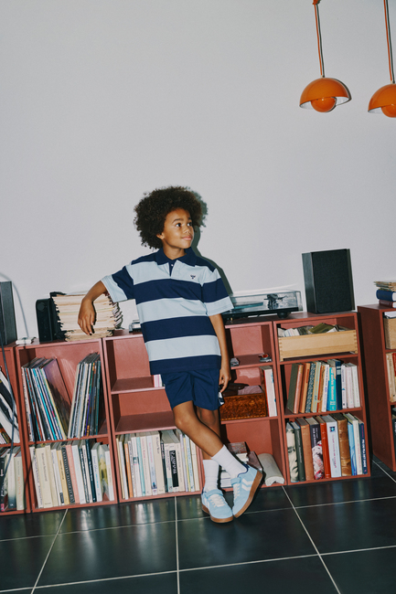 Hummel JR Loose Striped Pikéskjorte, Dress Blue