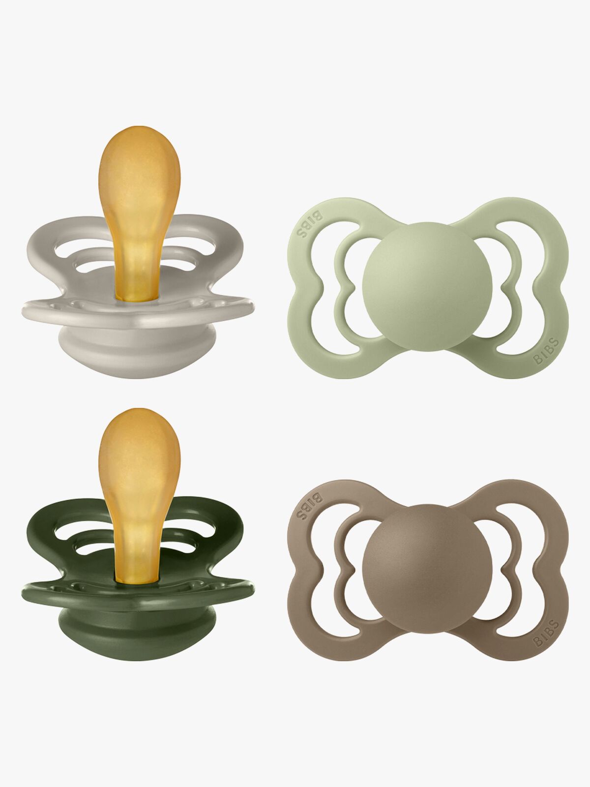 BIBS Supreme Smokk 4-Pakk Silikon Stl 2, Sand/Sage/Huntergreen/Dark Oak