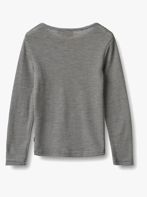 Wheat Alfie Topp med Lange Ermer Merinoull, Navy Stripe
