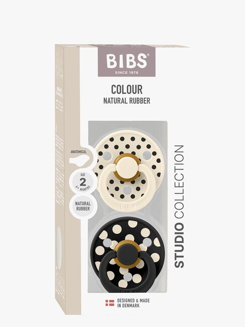BIBS Studio Colour Polka Smokk 2-Pakk Latex Str 2 Anatomisk, Ivory/Black