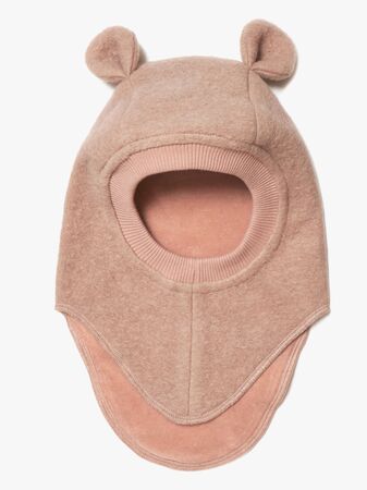 Huttelihut Balaklava Merinoull med Ører, Rose Melange