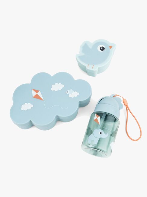 Done By Deer Lunsj- Og Snacksbokser med Sugerørkopp, Blue