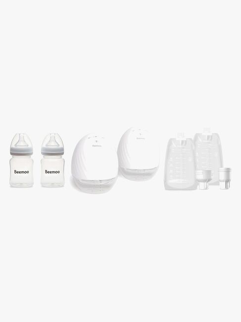 Beemoo CARE Wearable Elektrisk Brystpumpe Dobbel inkl. Brystmelkposer & Brystmelkflaske 180 ml 2-pack
