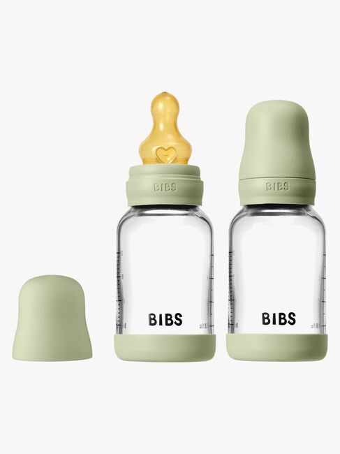 BIBS Slow Flow Glass Tåteflaske Latex 2-Pakk 120 ml, Sage