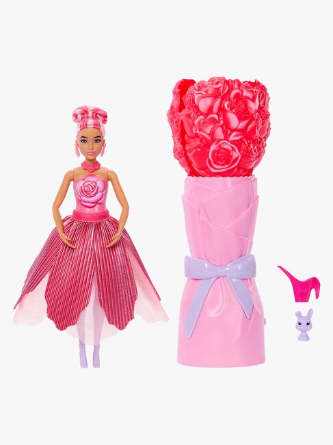 Barbie Petal Pop Flower Surprise Dukke Rose, Rød
