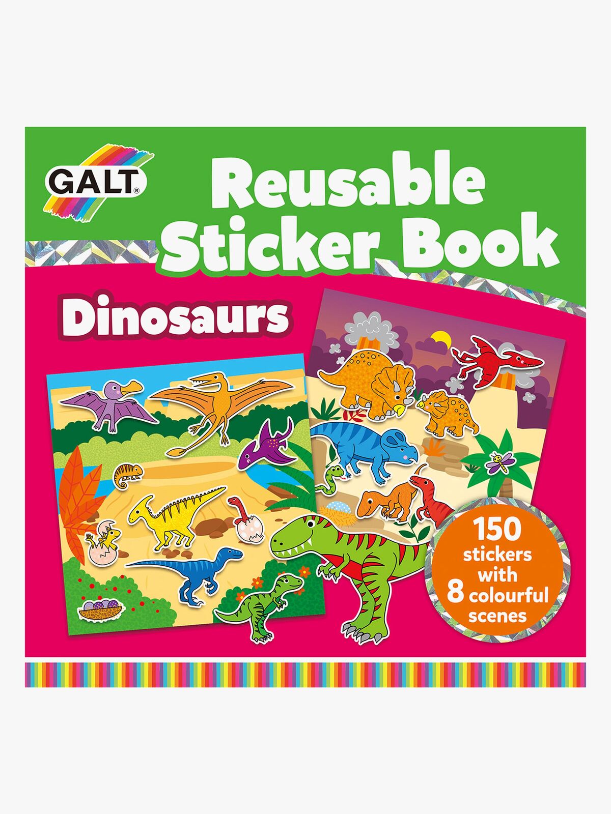 Galt Klistremerkebok Gjenbrukbar Dinosaur