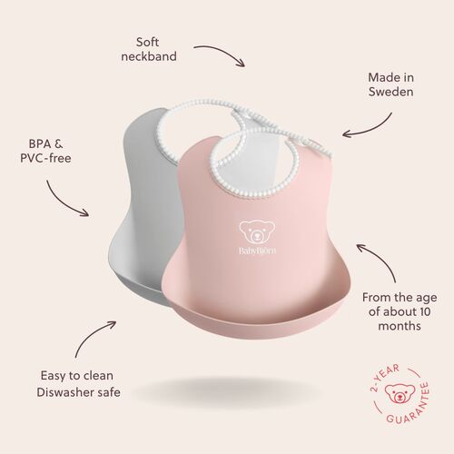 BabyBjörn Smekke 2-pack, Grå/Lyserosa